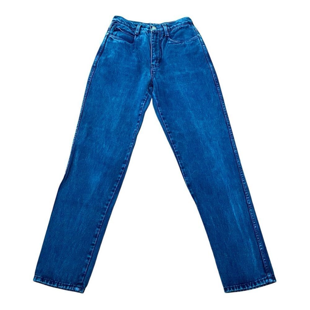 Vintage Rio By Stephen Mardon High Rise Dark Blue Wash Denim Tapered Leg Jeans
